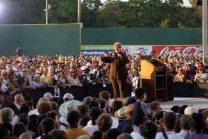Senator Stabenow speaking at a rally for Barack Obama for President